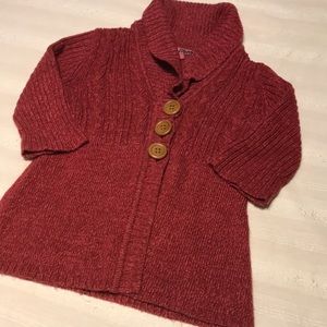 Girls Takeout Raspberry Button Down Sweater